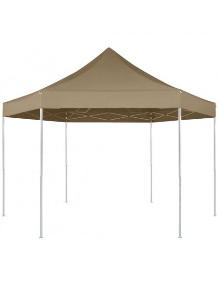 Tendone Esagonale Pieghevole Pop-Up 3,6x3,1 m Tortora 220 g/m²