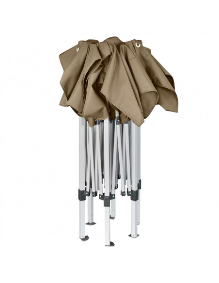 Tendone Esagonale Pieghevole Pop-Up 3,6x3,1 m Tortora 220 g/m²
