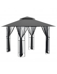 Gazebo con Pareti Laterali Antracite 300x300x270 cm Acciaio 2