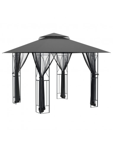 Gazebo con Pareti Laterali Antracite 300x300x270 cm Acciaio
