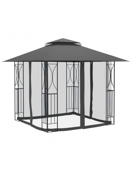 Gazebo con Pareti Laterali Antracite 300x300x270 cm Acciaio