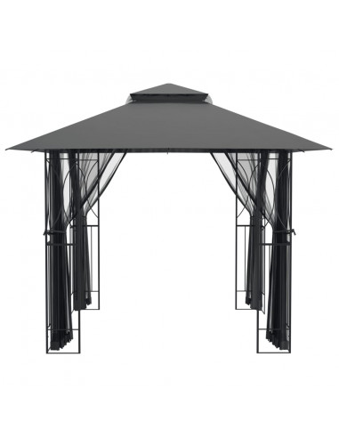 Gazebo con Pareti Laterali Antracite 300x300x270 cm Acciaio
