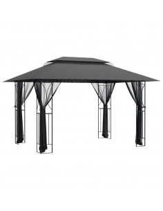 Gazebo con Pareti Laterali Antracite 400x300x270 cm Acciaio 2