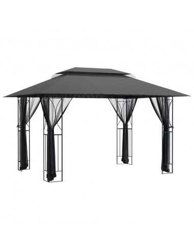 Gazebo con Pareti Laterali Antracite 400x300x270 cm Acciaio