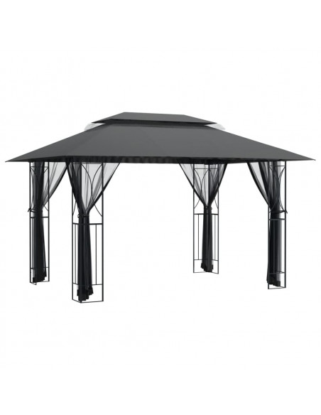 Gazebo con Pareti Laterali Antracite 400x300x270 cm Acciaio