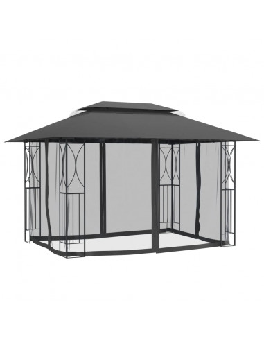 Gazebo con Pareti Laterali Antracite 400x300x270 cm Acciaio