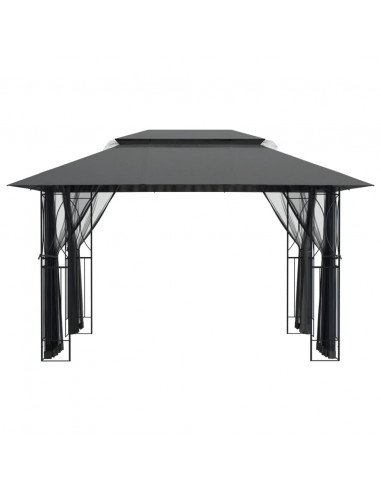 Gazebo con Pareti Laterali Antracite 400x300x270 cm Acciaio