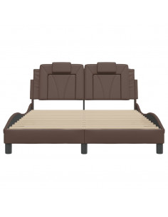 Giroletto con Luci LED Marrone 140x190 cm in Similpelle 2