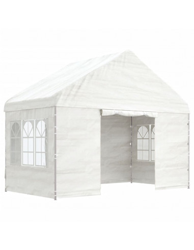 Gazebo con Tetto Bianco 4,08x2,23x3,22 m in Polietilene