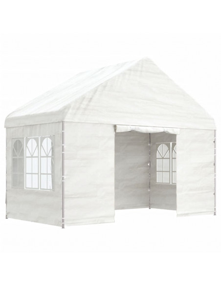 Gazebo con Tetto Bianco 4,08x2,23x3,22 m in Polietilene