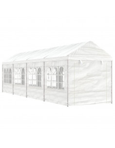 Gazebo con Tetto Bianco 8,92x2,28x2,69 m in Polietilene 2