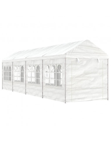 Gazebo con Tetto Bianco 8,92x2,28x2,69 m in Polietilene