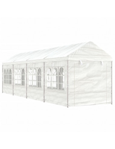 Gazebo con Tetto Bianco 8,92x2,28x2,69 m in Polietilene