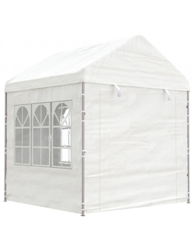 Gazebo con Tetto Bianco 8,92x2,28x2,69 m in Polietilene