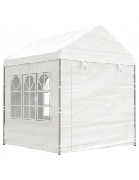 Gazebo con Tetto Bianco 8,92x2,28x2,69 m in Polietilene