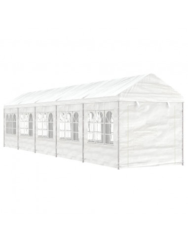Gazebo con Tetto Bianco 11,15x2,28x2,69 m in Polietilene