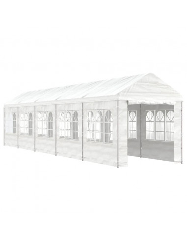 Gazebo con Tetto Bianco 11,15x2,28x2,69 m in Polietilene
