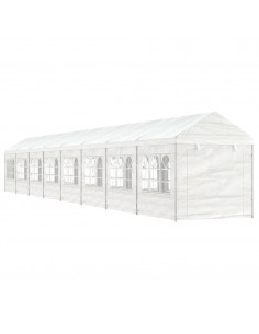 Gazebo con Tetto Bianco 17,84x2,28x2,69 m in Polietilene 2