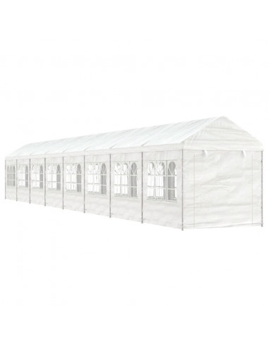 Gazebo con Tetto Bianco 17,84x2,28x2,69 m in Polietilene
