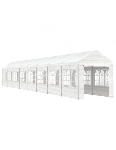 Gazebo con Tetto Bianco 17,84x2,28x2,69 m in Polietilene