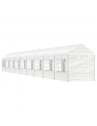 Gazebo con Tetto Bianco 20,07x2,28x2,69 m in Polietilene