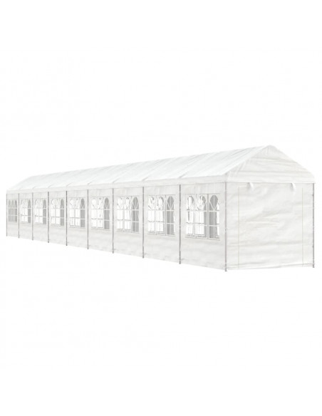 Gazebo con Tetto Bianco 20,07x2,28x2,69 m in Polietilene