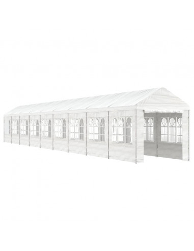 Gazebo con Tetto Bianco 20,07x2,28x2,69 m in Polietilene
