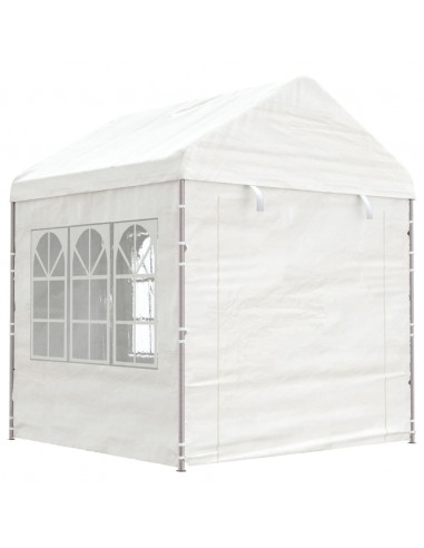 Gazebo con Tetto Bianco 20,07x2,28x2,69 m in Polietilene