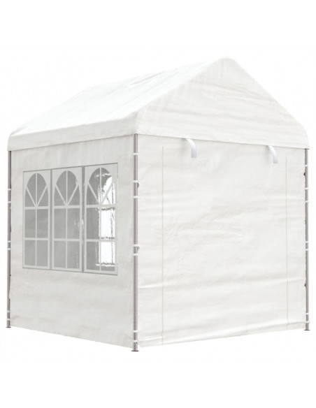 Gazebo con Tetto Bianco 20,07x2,28x2,69 m in Polietilene