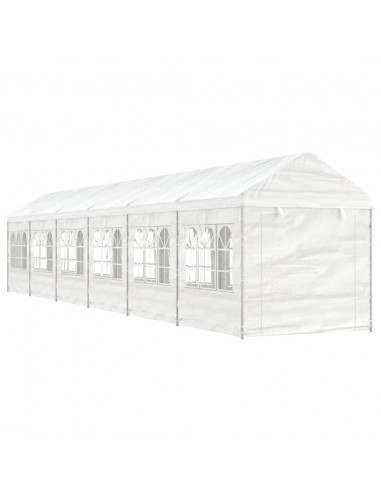 Gazebo con Tetto Bianco 13,38x2,28x2,69 m in Polietilene