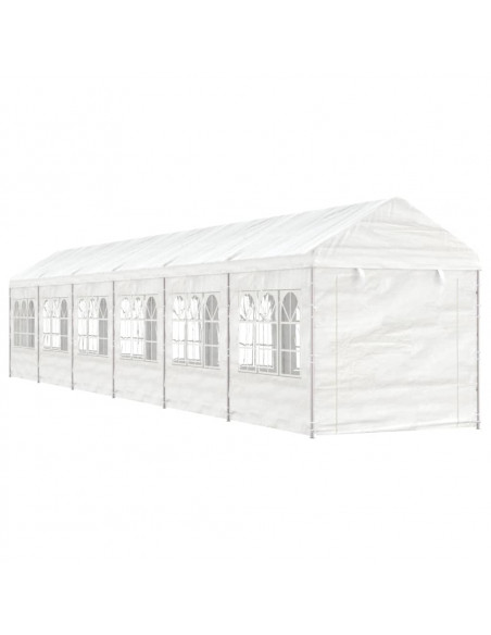 Gazebo con Tetto Bianco 13,38x2,28x2,69 m in Polietilene