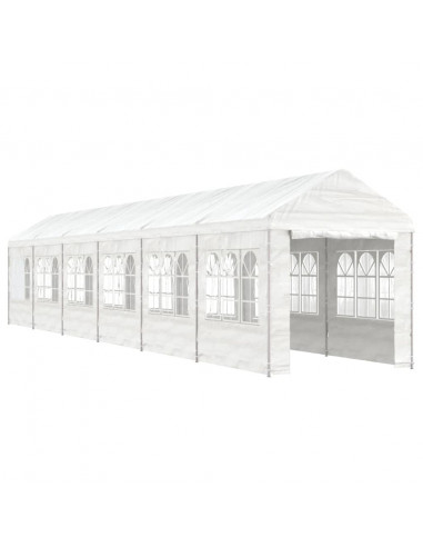 Gazebo con Tetto Bianco 13,38x2,28x2,69 m in Polietilene