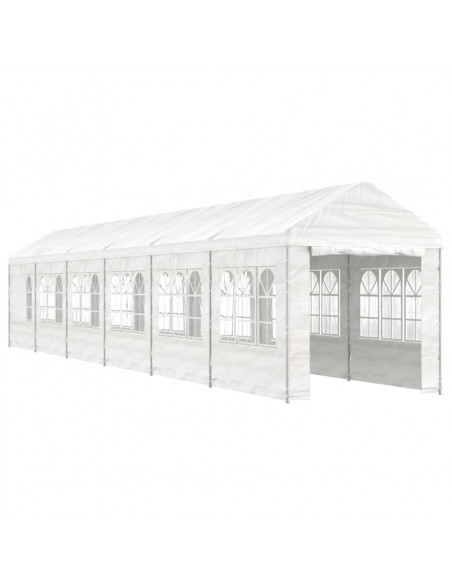 Gazebo con Tetto Bianco 13,38x2,28x2,69 m in Polietilene