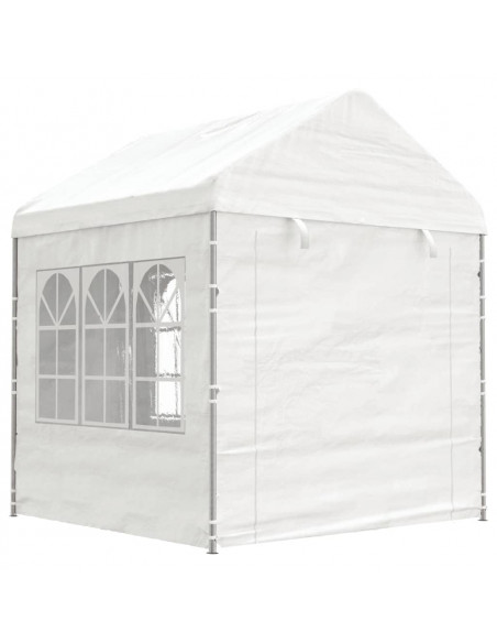 Gazebo con Tetto Bianco 13,38x2,28x2,69 m in Polietilene