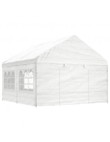 Gazebo con Tetto Bianco 4,46x4,08x3,22 m in Polietilene