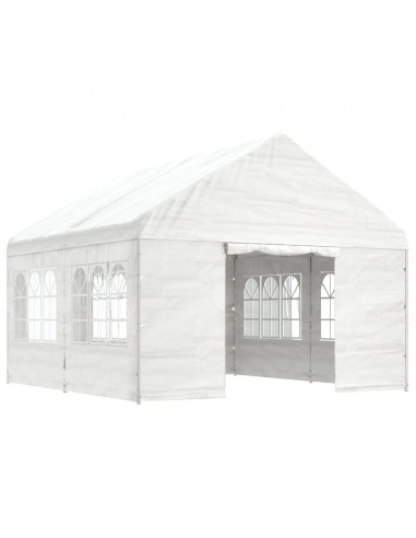 Gazebo con Tetto Bianco 4,46x4,08x3,22 m in Polietilene