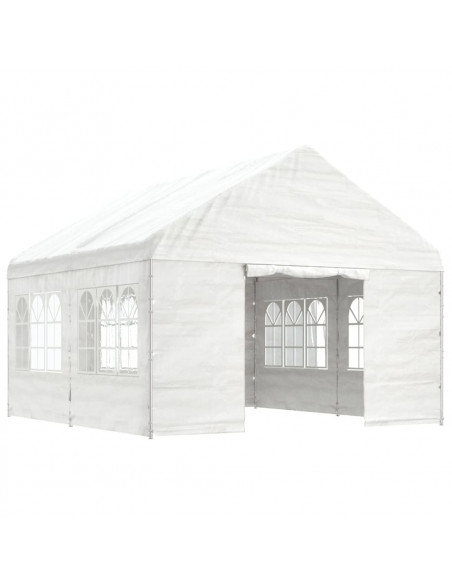 Gazebo con Tetto Bianco 4,46x4,08x3,22 m in Polietilene