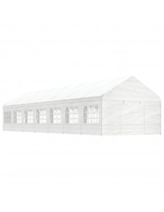 Gazebo con Tetto Bianco 15,61x4,08x3,22 m in Polietilene 2