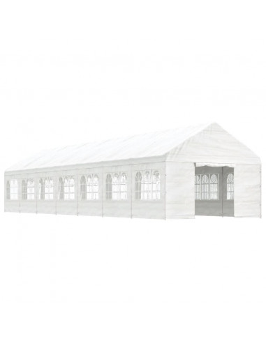 Gazebo con Tetto Bianco 15,61x4,08x3,22 m in Polietilene