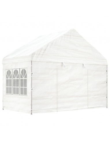 Gazebo con Tetto Bianco 15,61x4,08x3,22 m in Polietilene