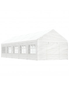 Gazebo con Tetto Bianco 11,15x4,08x3,22 m in Polietilene 2