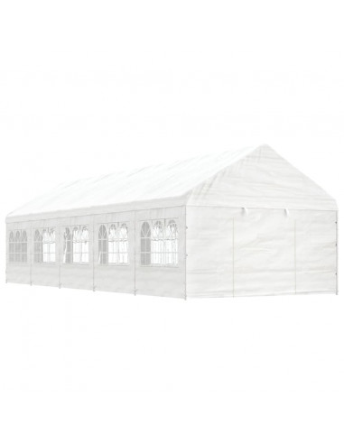 Gazebo con Tetto Bianco 11,15x4,08x3,22 m in Polietilene