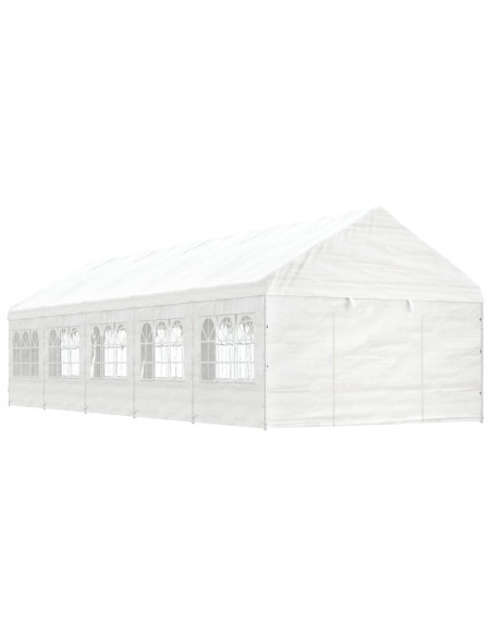 Gazebo con Tetto Bianco 11,15x4,08x3,22 m in Polietilene