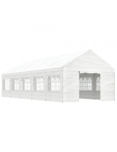 Gazebo con Tetto Bianco 11,15x4,08x3,22 m in Polietilene