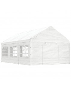 Gazebo con Tetto Bianco 6,69x4,08x3,22 m in Polietilene 2