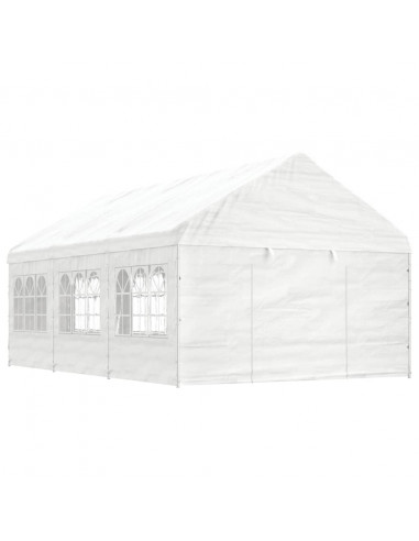 Gazebo con Tetto Bianco 6,69x4,08x3,22 m in Polietilene