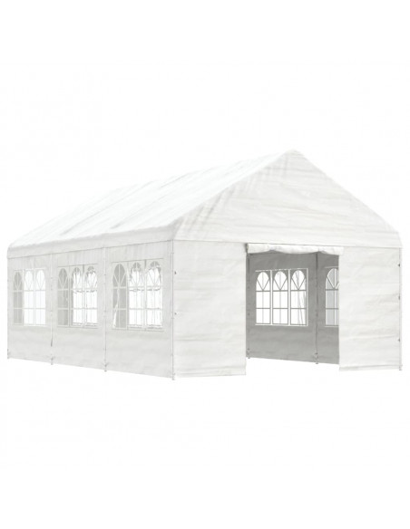 Gazebo con Tetto Bianco 6,69x4,08x3,22 m in Polietilene