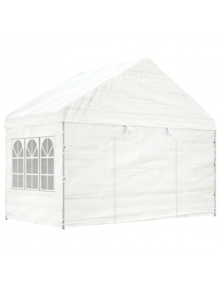 Gazebo con Tetto Bianco 6,69x4,08x3,22 m in Polietilene