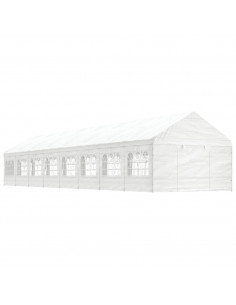 Gazebo con Tetto Bianco 17,84x4,08x3,22 m in Polietilene 2