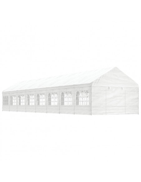 Gazebo con Tetto Bianco 17,84x4,08x3,22 m in Polietilene